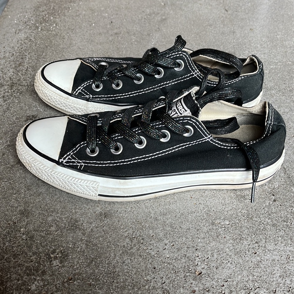 Black converse with sparkly laces - custom and unique